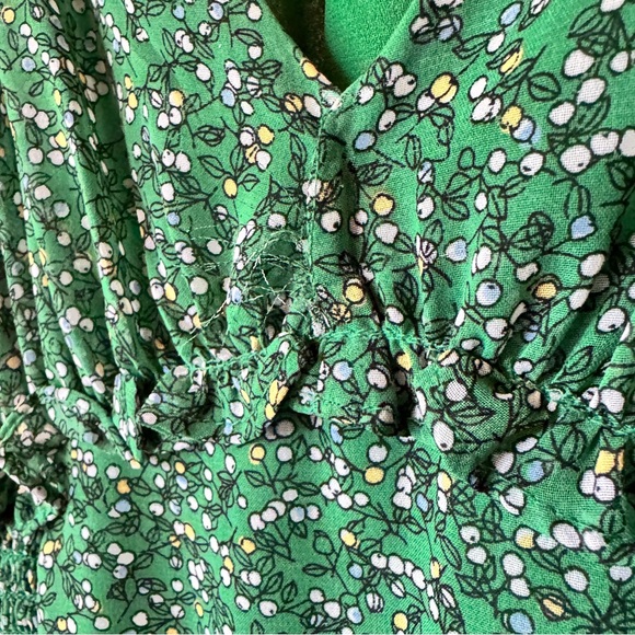Max Studio Green Floral Midi Dress Smocked Waist Cottagecore XS - Picture 8 of 15